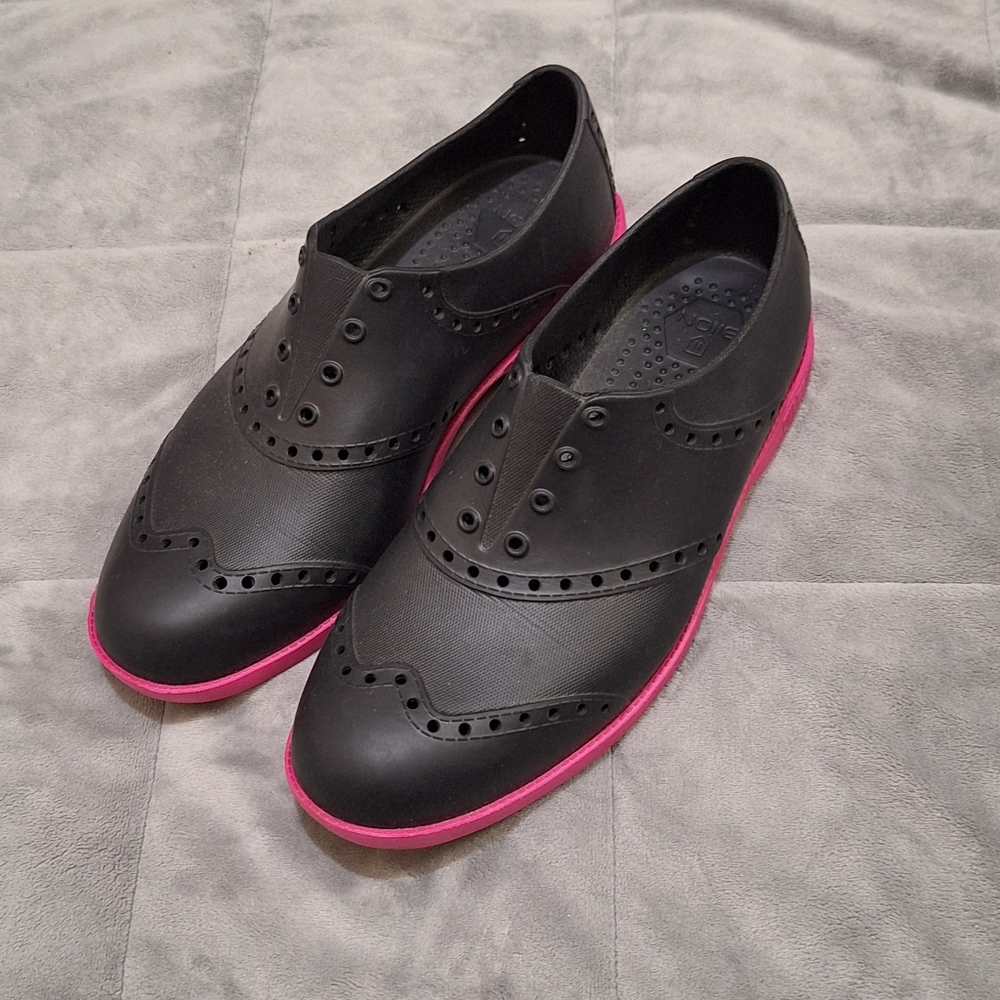 Biion Oxford Black Slip On Golf Shoes
